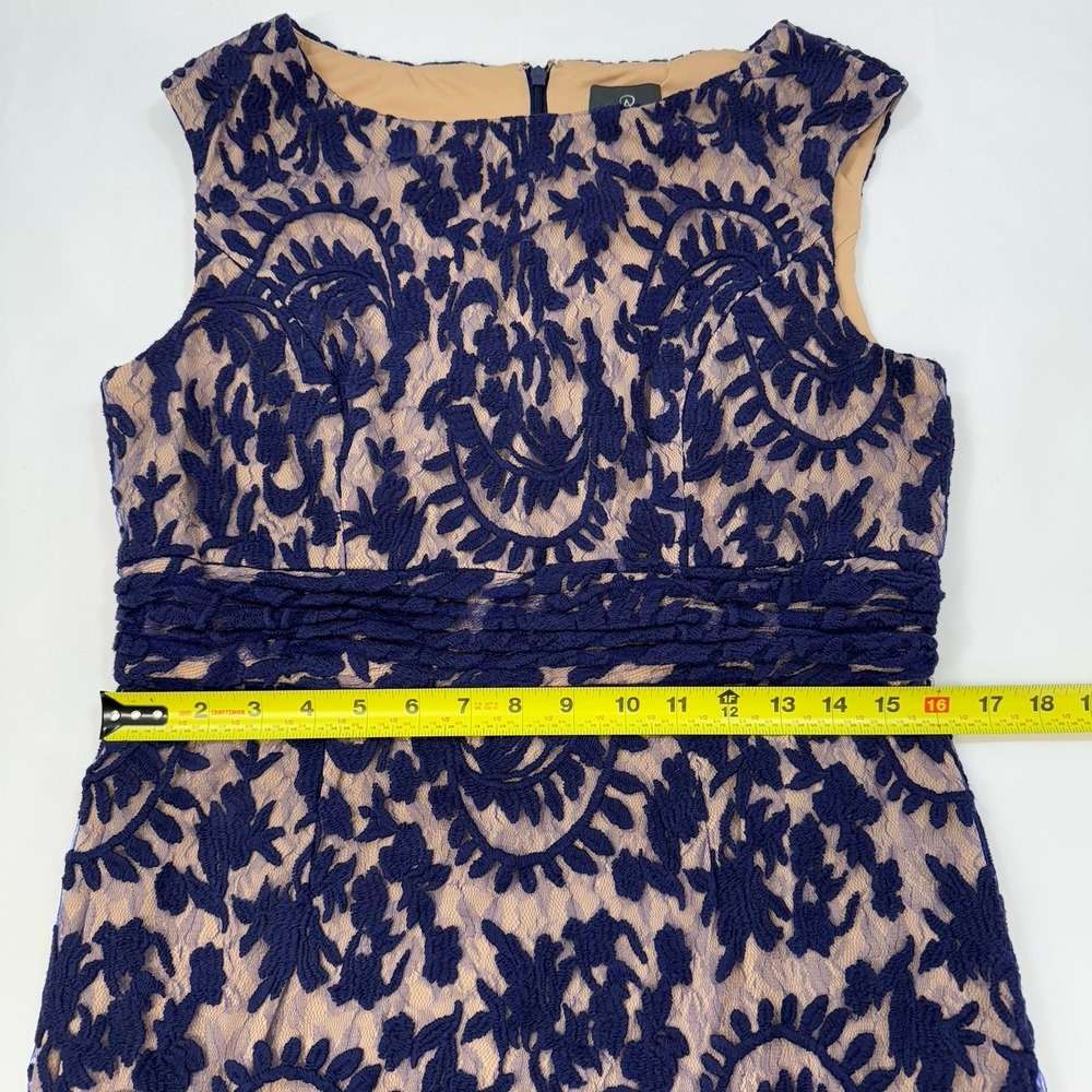 Adrianna Papell Dress Womens 12 Navy Blue Lace Overlay Wedding Cocktail Party - Picture 16 of 16